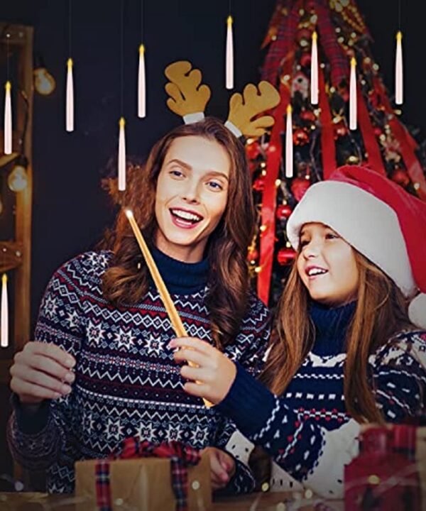 Flameless Candles With Magic Wand Remote Flickering Warm Light Floating Candles For Home Decor