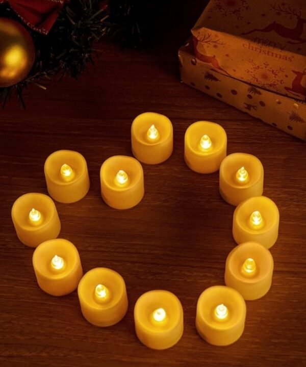 Confession Simulation LED Flameless Candle Flashing Tea Light 12 Pieces