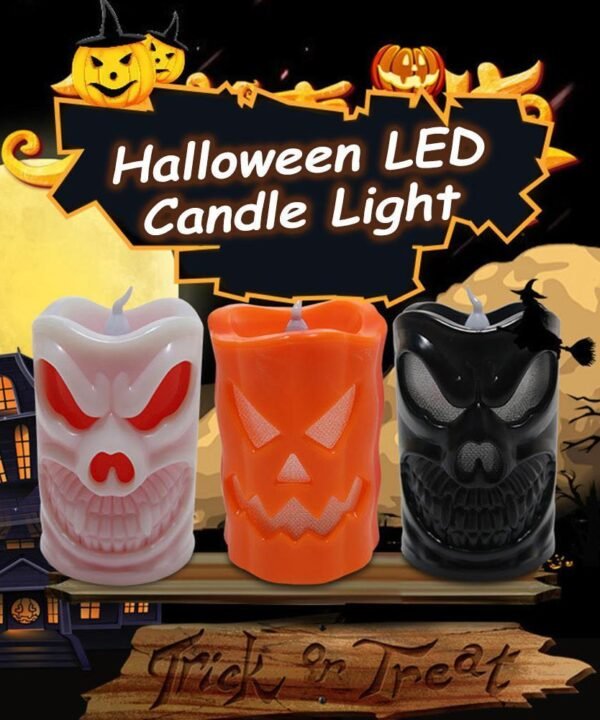 Halloween Flameless Candle Light LED Colorful Candlestick Table Decoration