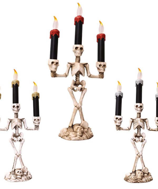 Halloween Three candles skeletons decoration