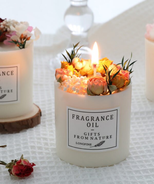 Dried Flowers Decor Romantic Candles